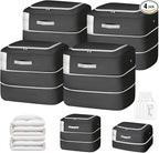 Comforter Storage Bag - 110L Large Capacity Blanket Storage Bags 2-Layer Ultra Space Saving Self Compression Organizer, Washable Compression Bags for Storage Comforter Blanket, 4-Pack, Black