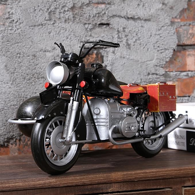 Vintage Motorcycle Model Decorative Collectible - Handmade Retro Iron Motorcycle Figurine Decor Art for Vintage Home Office Decor