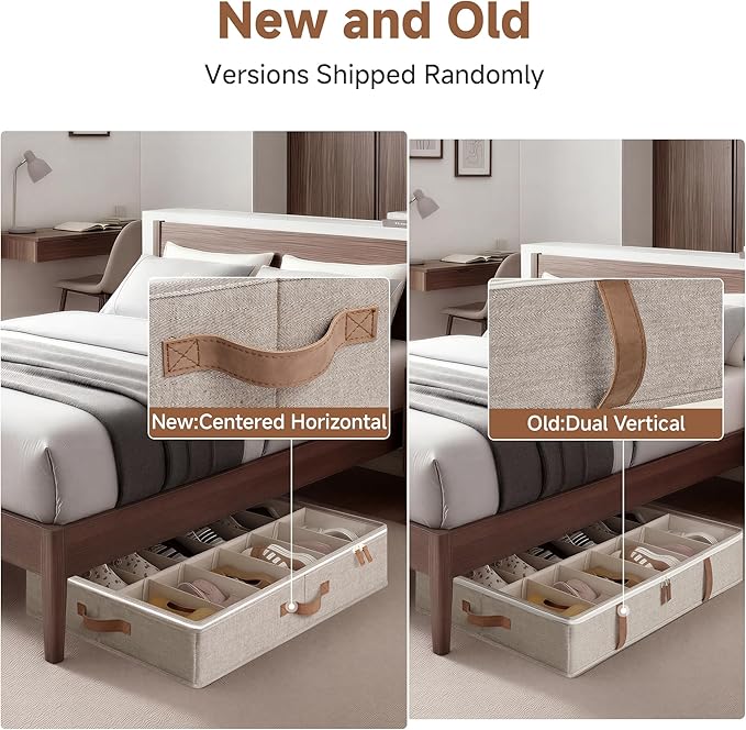 StorageWorks Shoe Organizer for Closet, Fits up to 24 Pairs, 2-Pack Ultra-thick Fabric Under Bed Shoe Storage Containers with Bottom Support and Adjustable Dividers, Taupe