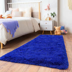 Runner Rugs for Bedroom, 2x6 Fluffy Throw Area Rug Non Slip for Bedside Dorm Hallways, Long Soft Shag Carpet for Nursery Living Room, Royal Blue