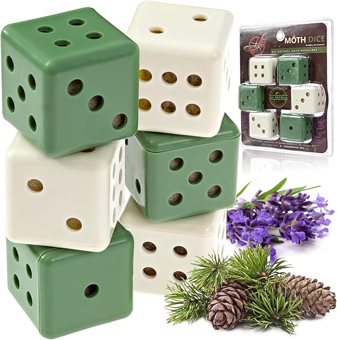 Moth Dice – Dried Lavender & Cedar Blocks Alternative – Clothes Drawer and Linen Closet Freshener – Cedarwood and Lavender Essential Oils