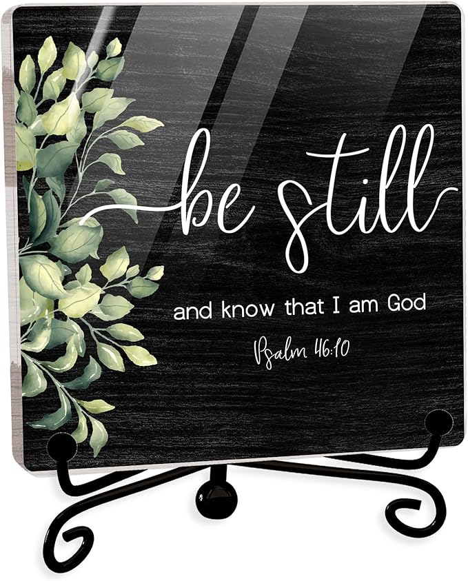 Modern Farmhouse Decor, Home Decor For Living Room, Boho Chic Aesthetic Shelf Decorations, Christian Be Still Acrylic Sign, Farmhouse Entryway Tv Stand Fireplace Coffee Table Decoration (18)