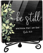 Modern Farmhouse Decor, Home Decor For Living Room, Boho Chic Aesthetic Shelf Decorations, Christian Be Still Acrylic Sign, Farmhouse Entryway Tv Stand Fireplace Coffee Table Decoration (18)