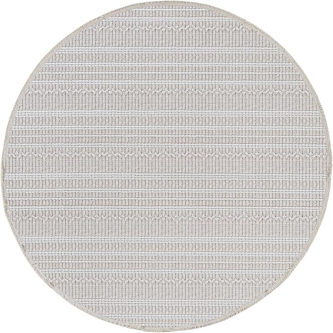 Modern Indoor Rug Stripe 4 Round Area Rugs for Living Room Luxury Kitchen Bedroom Durable Soft Geometric Durable Low and High Pile Stain Resistant Non Shedding Area Carpet 4 Round