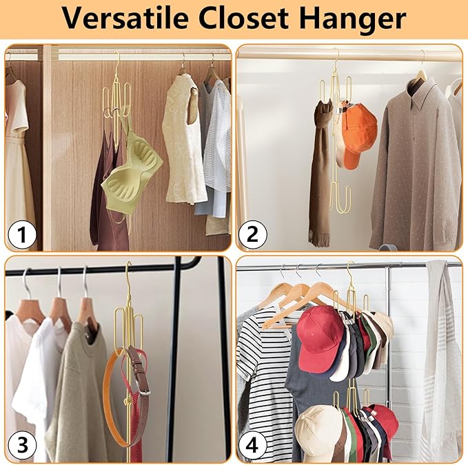 Hat Hangers for Closet, Stainless Steel Hat Organizer, Hat Racks for Baseball Caps, Cap Organizer for Baseball Caps, Gold, 1Pack