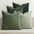 MIULEE Pack of 4 Couch Throw Pillow Covers 20x20 Inch Green Soft Decorative Chenille Pillow Covers Farmhouse Accent Cushion Covers for Boho Spring Home Decor Sofa Bedroom Living Room
