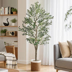 VECELO Artificial Olive Tree 5FT(61inch), Faux Olive Trees in Pot, Tall Fake Plant with Silk Leaves, Realistic Fruits and Dried Moss for Indoor Home Office Decor