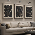 Framed Textured Wood 3D Wall Art for Living Room, Large Boho Floral Black and Beige Artwork for Walls, 3 Piece Abstract Bohemian Flower Wood 3D Art for Office Bedroom Hallway Wall decor, 24x36 Inch