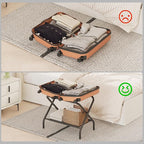 Set of 2 Luggage Rack for Guest Room, Folding Suitcase Stand with Shoe Shelf, Steel Portable Luggage Stand Bedroom, Hotel, Easy Assembly, Hold up to 110 lb, Black