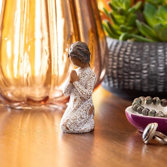 Willow Tree Prayer of Peace (Darker Skin), Seeking The Quiet Within, Expresses Sympathy, Comfort, Remembrance, Healing, Sculpted Hand-Painted Figure