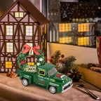 Christmas Vintage Green Truck Decor with Car Wreath Green Truck Vintage Home Tiered Tray Decor for Christmas Tables Home Kitchen Mantel Shelf Bookshelf Coffee Mini Trucks Decorations