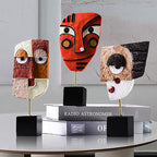 4 PCS - Handcrafted Statues Resin Abstract Sculpture for Home Decor Modern,African Art Tribal Figurines Decorations Items Accents Influencer Picks for Bookshelf,TV Stand,Living Room,Nightstand