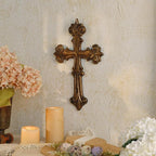 NIKKY HOME Vintage Wall Cross, Polyresin Cross Wall Decor, Decorative Wall Cross for Christian Home Decor Religious First Communion Church Decoration Spiritual Religious Gifts