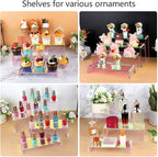 ELEGANTLIFE Acrylic Display Risers Set of 4, 4-Level Tiered Display Stands for Cupcakes, Small Figures & Jewelry, Compact Countertop Display Shelf, Multiple Colors Available (Iridescent)