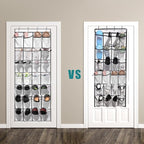 28Large Pockets Over The Door Shoe Organizer, Hanging Shoe Organizer for Closet, Premium Clear Shoe Rack for Door, Shoes Hanger Organizers Storage Holder for Back of Door and 4Metal Hook White