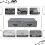Omygarden Under Bed Storage Bins with Lids, Closet Organizers, Foldable Under-bed Storage Baskets for Sheets, Clothes, Quilts, Sweaters, Wrapping Paper, 35x16.5x7inch, Black Gray, 2PCS