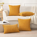 MIULEE Pack of 2 Corduroy Decorative Lumbar Throw Pillow Covers 20x12 Inch Soft Boho Striped Pillow Covers Modern Farmhouse Home Decor for Summer Sofa Living Room Couch Bed Gold Yellow