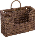 PINXIURY Magazine Holder Wall Basket Water Hyacinth Woven Mail Organizer, Wicker Wall Hanging Baskets for Magazines, Letters & Storage Decorative Mail Holder, Magazine Rack, Hanging Basket, Coffee