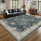Lessymo 8x10 Area Rugs for Living Room, Washable Rug for Bedroom Dining Home Office, Soft Non-Slip Rubber Vintage Black Brown Large Carpet, Boho Distressed Moody Farmhouse Decor
