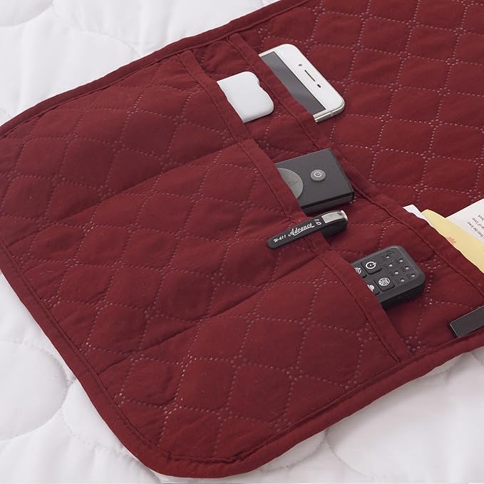 Armchair Caddy for Couch Remote Control Holder Non-slip Waterproof Sofa Armset Organizer with 4 Pockets Couch Chair Armrest Storage for TV Remote Control Phone Book 35"x13" Wine 1 Pack