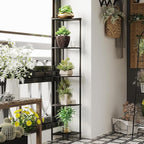 SUNMORY 5 Tier Corner Shelf Stand, Industrial 65" Corner Shelves Display Shelf for Living Room Decor, Wall Corner Bookshelf Multi Unit Organizer, Tall Shelf Plant Stand for Bedroom, Bathroom, Black