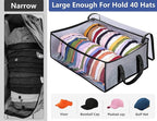 AOODA Hat Storage for Baseball Caps, Large Holds up to 40 Caps Wide Hat Organizer for Closet Snapback Holder, Grey