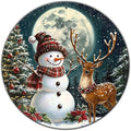 Christmas Snowman Tin Sign Vintage Round Metal Sign Wall Decor for Garage Home Living Room Bar Cafe Yard 12×12 Inch