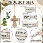 Moucuny 4 Pcs Christian Table Decor Wooden Cross Wooden Bible Verse Sign Inspirational Religious Christian Centerpiece Pray Block Signs Farmhouse Table Decoration for Mother's Day