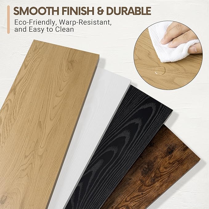 Vivelove 10" Deep Floating Shelves with Invisible Brackets, 47" Wall Shelves for Bathroom Bedroom Kitchen Living Room Laundry Room, Modern Rustic Shelves for Home Decor, 47.2"x10.2"x1.5"Set of 2, Oak