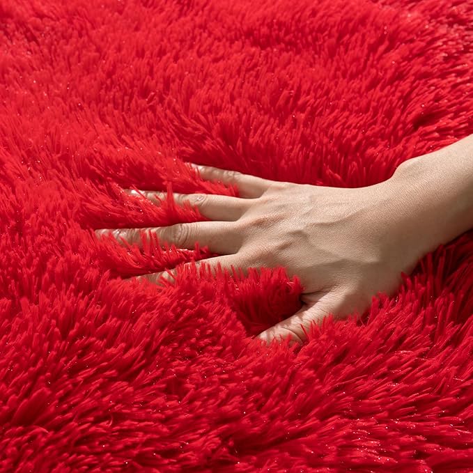 Rugs for Living Room 6x9, Soft Shaggy Modern Shag Area Rug for Bedroom, Upgrade Non-Slip Plush Fluffy Carpet for Kids Boys Girls Room Home Decor Aesthetic, Red