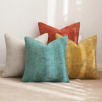 MIULEE Pack of 4 Couch Throw Pillow Covers 18x18 Inch Neutral Orange/Teal Soft Decorative Chenille Pillow Covers Farmhouse Accent Cushion Covers for Boho Home Decor Spring Sofa Bedroom Living Room