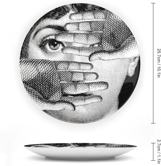 Lina Cavalieri Plate, Wall Decorative Plate, Mysterious Face Plate Wall Hanging Decoration,Including Bracket and Special Spring Hook, 10inch, Style4
