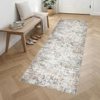 Washable Area Rug 3x10 Entryway Rug: Washable Modern Abstract Soft Thin Rug Indoor Floor No Slip Carpet for Bedroom Dining Room Farmhouse Nursery Home Office - Brown Grey