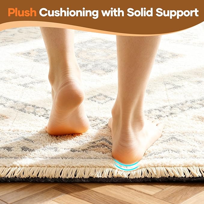 Veken Non Slip Cushioned Rug Pad Gripper 3 x 5 Ft, Felt and Silicone Backing, 1/4 inch Thick Carpet Liner for Hardwood Floors and Finishes, Under Area Rugs Anti Skid Mat, Keep Rugs Safe and in Place