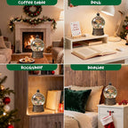 Christmas Snow Globes Lantern, Santa Claus and Reindeer Christmas Decorations Indoor, 6H Timer Battery & USB Powered Light Up Musical Snow Globes for Kids Women Adults Gift Thanksgiving Home Decor