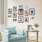 Vittanly 15 Pack Picture Frames Collage Wall Decor, Multi Sizes Including 3pcs 8x10, 6pcs 5x7 and 6pcs 4x6 Photo Frames, Gallery Frame Set for Wall or Tabletop Display, Black, Walnut Brown and White