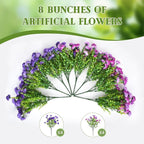 Artificial Flowers for Spring Outdoors Decoration, Fake Silk Marigold Flower with Look Real Eucalyptus Leaves UV Resistant Faux Plants for Garden Porch Planter Patio Balcony Yard Home Decor