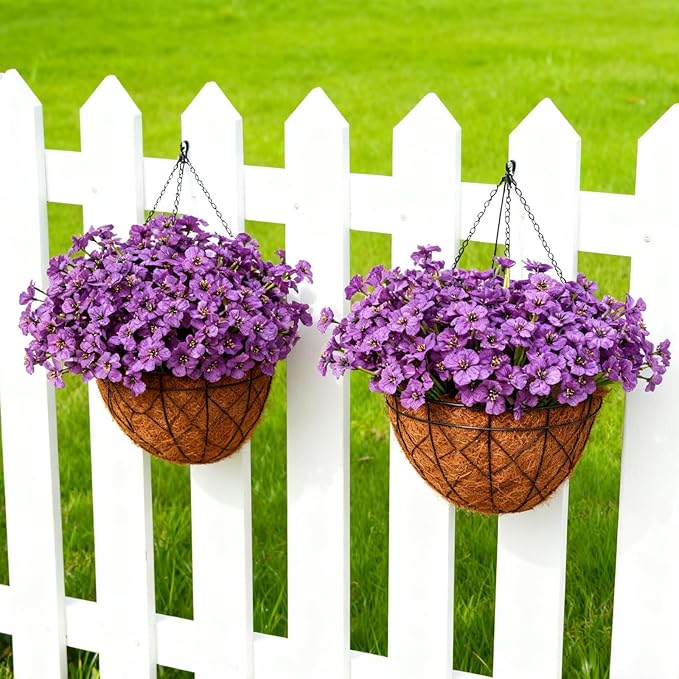 24 Bundles Artificial Flowers for Outdoor Faux Plants for Spring Summer Decoration, UV Resistant Realistic Silk Plastic Fake Flowers Garden Porch Patio Balcony Yard Front Home Decor
