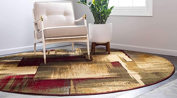 Unique Loom Barista Collection Area Rug - Timor (8' Round, Multi/ Red)