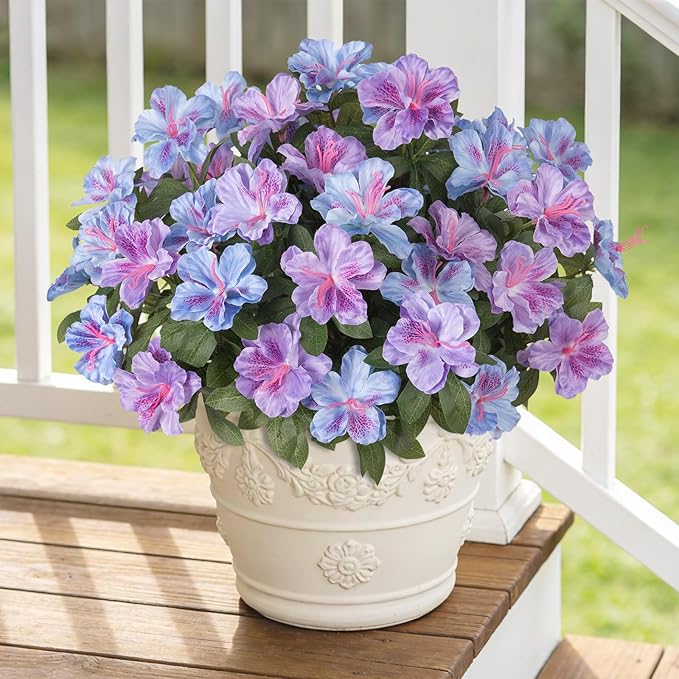 Artificial Fake Flowers for Outdoor, 8 Bundles Faux Plants Silk Flowers Spring Decoration UV Resistant No Fade Plastic Flowers for Outside Planters Home Porch Patio Yard Garden Decor