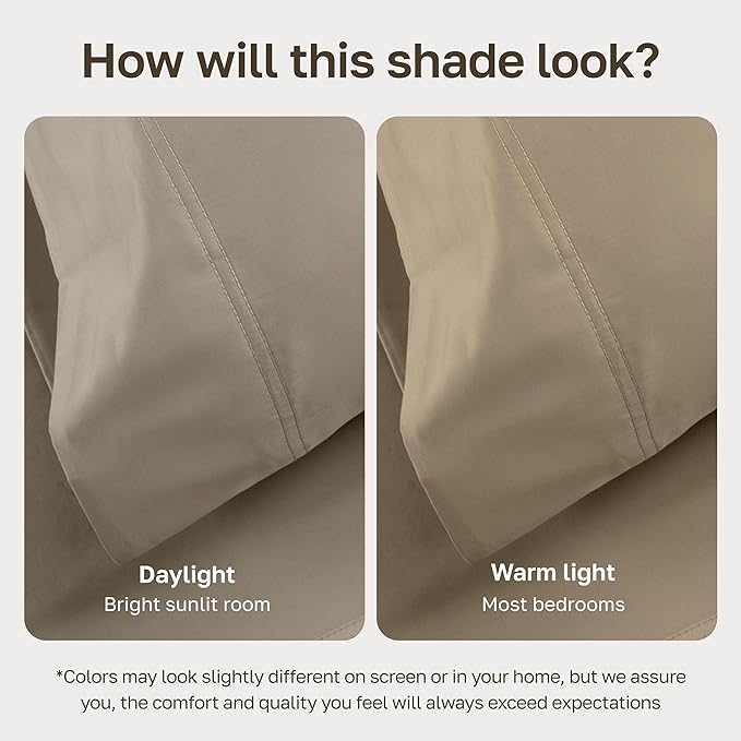 California Design Den Luxury King Size Sheet Set - 100% Cotton, 600 Thread Count Deep Pocket King Sheets, Hotel-Quality Bedding with Sateen Weave (Cool Taupe)