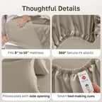California Design Den Split King Sheet Set - 100% Cotton, 600 Thread Count, Breathable Luxury King Size Sheets for Adjustable Bed, Luxury Hotel-Quality Sheets with Soft Sateen Weave (Cool Taupe)