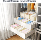 DIMJ Drawer Organizer - Small Clothes Organizer Set of 3, Drawer Dividers for Baby Clothes, Underwear, Socks, Bra, Belt, Tie - Beige
