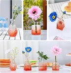 Mapoxy Glass Bud Vases Set of 4,Small Orange Flower Vases for Wedding Centerpiece Table Decorations,Clear Vintage Embossed Mini Vases,Flower Arrangements in Vases for Party or Home Decor