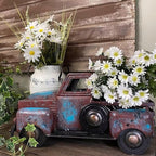 Creative Small Truck Flower Pot, Home Decor Collectible Vehicles Vintage Mini Car Statue Farmhouse Truck Decor Table Top Decor Little Blue Truck for Props Gifts