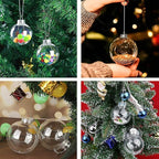 16 pcs Hanging Clear Plastic Fillable Ornaments, 2.36" DIY Christmas Balls Craft Ornaments for Christmas Tree, Halloween and Wedding Birthday Party Decorations, Creative Gifts (60 mm)