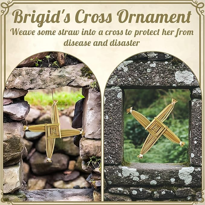 Bucherry St. Brigid's Wall Cross Decor Irish Gift Cross with History Card for Irish Blessing Gift for Celtic Imbolc Decor(Classic Style,5 in,Green)