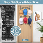 AOODA Space Saving Over the Door Hat Rack for Baseball Caps, Holds up to 27 Caps Metal Hat Organizer with 9 Hooks, Hanging Hat Holder Hanger for Closet, Bedroom (Black)