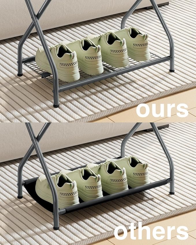 Luggage Rack with Storage Shelf, Foldable Suitcase Stand, Heavy Duty Metal Luggage Holder, 150 lbs Top Capacity, 50 lbs Bottom Shelf, for Guest Room, Bedroom, Hotel LR-GY-1