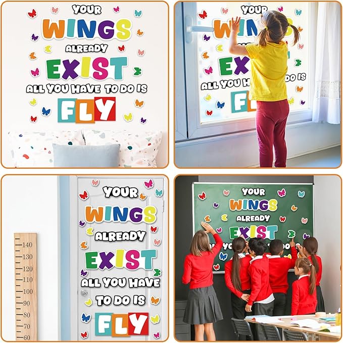 gisgfim Classroom Bulletin Board Decoration Set Wall Door Decor Colorful Classroom Decorations for Kindergarten Preschool Elementary Middle School(Your Wings Already Exist)